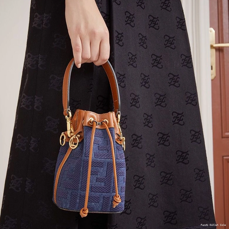 Cheap Canvas Mini FF Blue In Tresor Fendi Bag Motif Mon Bucket 0707